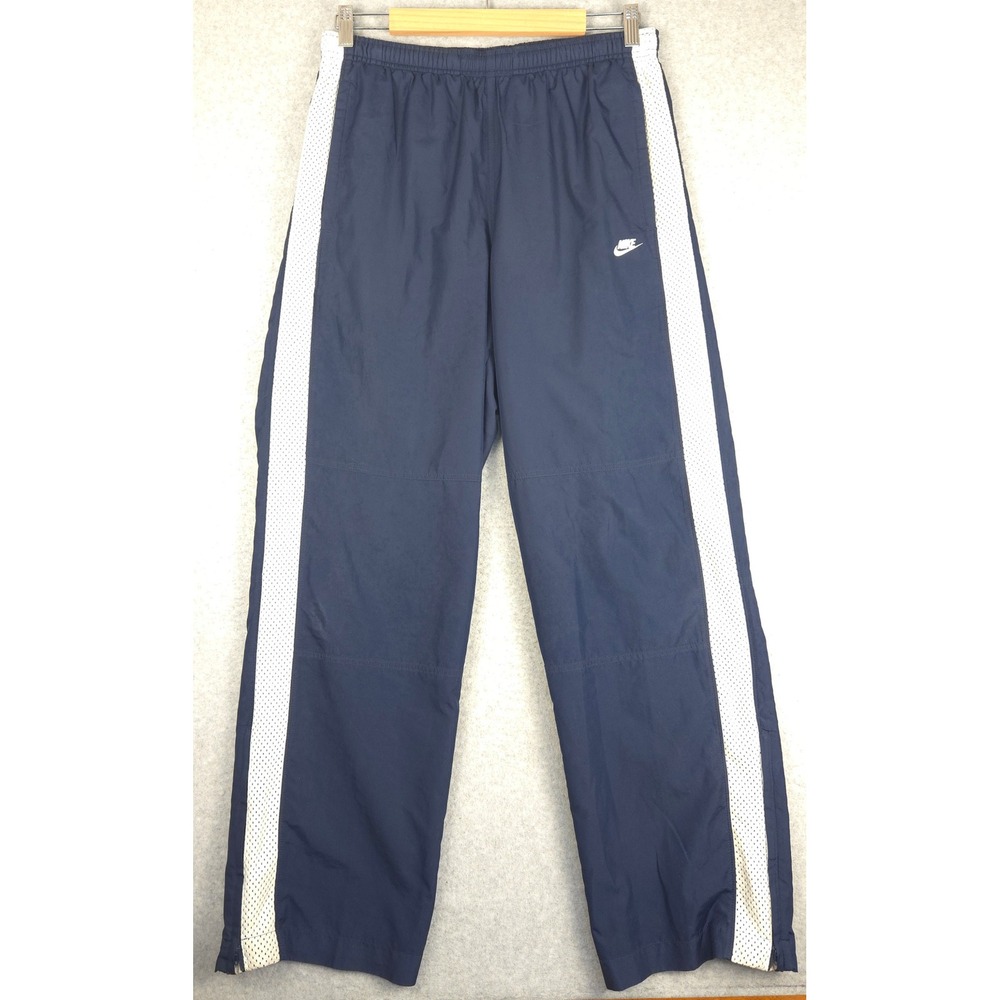 Nike Mens Navy Blue Mesh Stripe Track Pants Windbreaker Ankle Zip‎ 239259-451 M